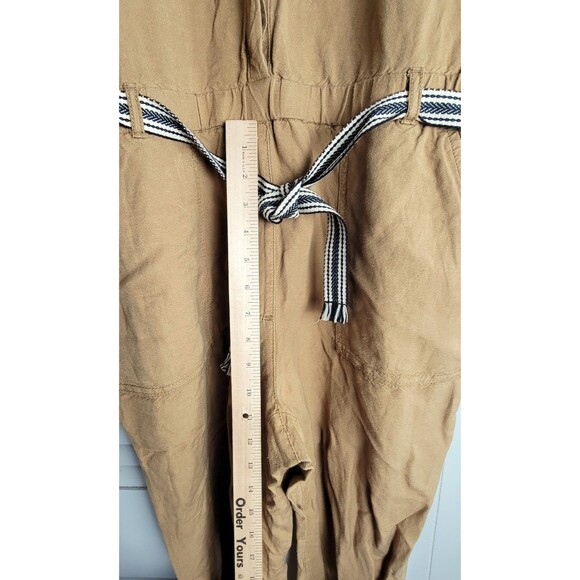 Ann Taylor Loft Womens Sz M Khaki Long Sleeve Linen Blend Utility Cargo Jumpsuit - Picture 5 of 14